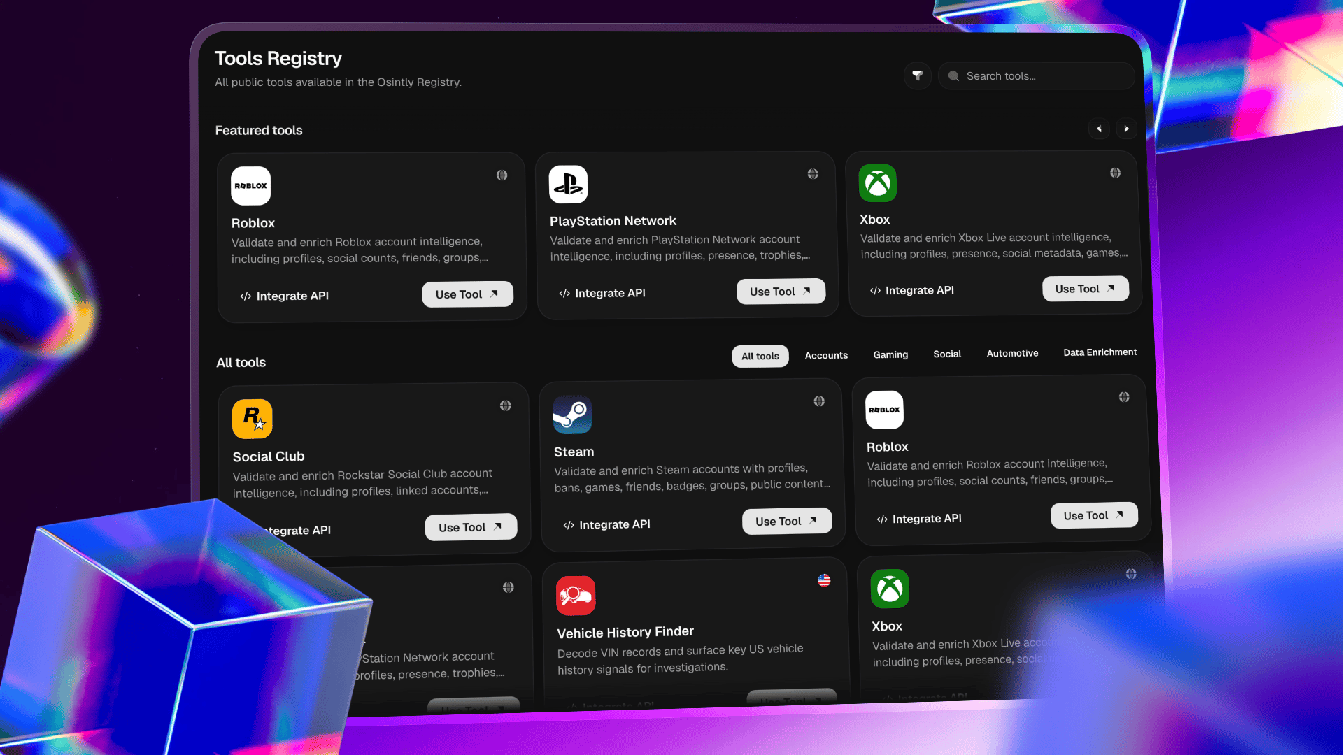 Seven OSINT Tools, One Developer API