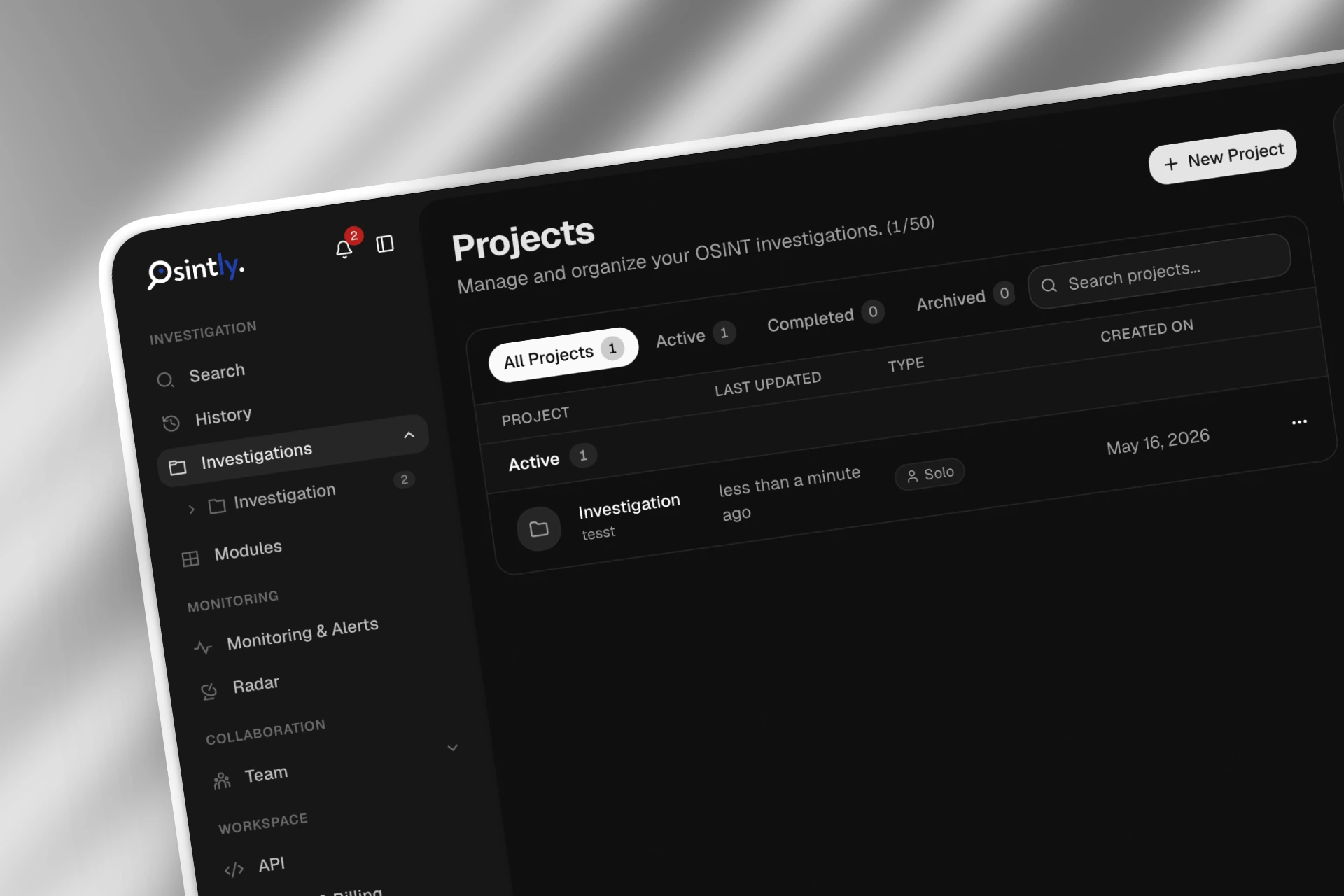 Project-Based Investigation Hub
